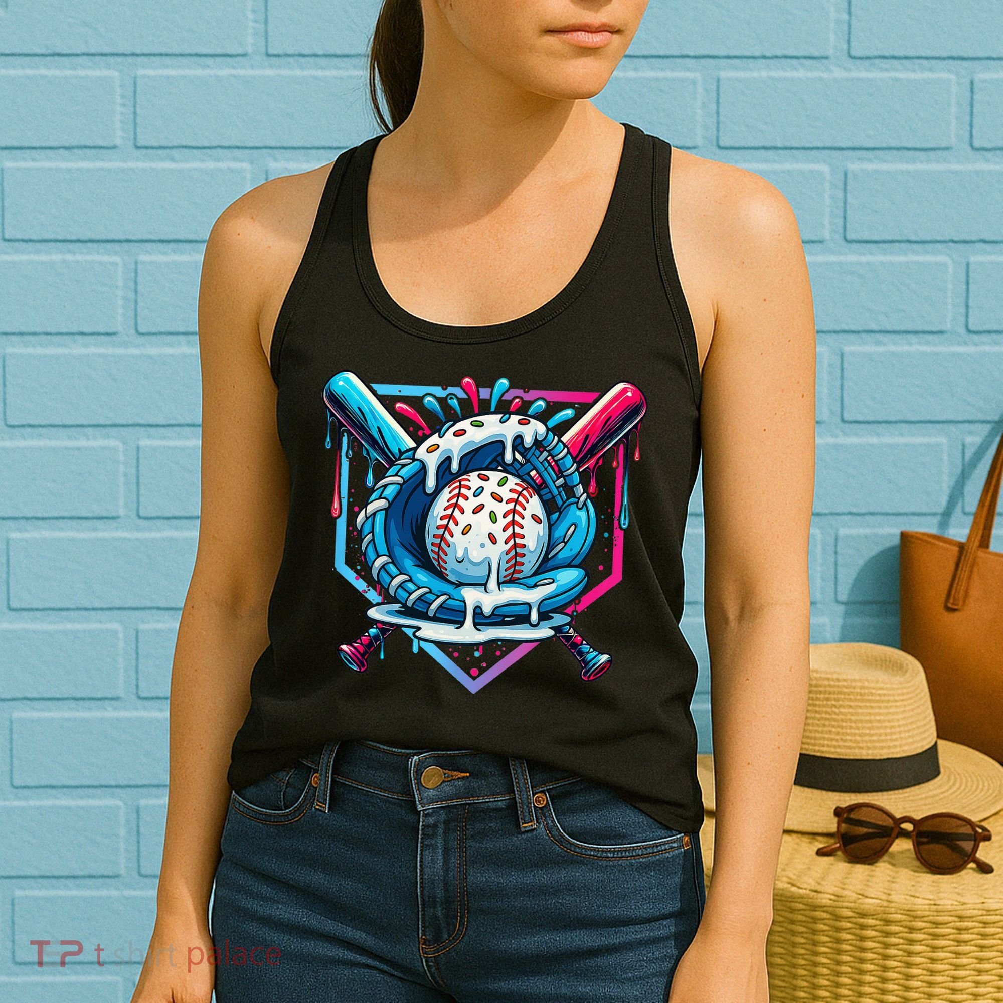 Baseball Drip For Ice Cream Drip Baseball Women's Tank Top