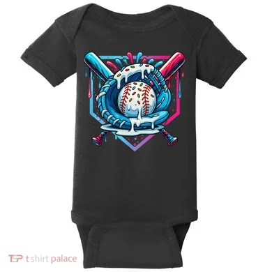Baseball Drip For Ice Cream Drip Baseball Baby Bodysuit