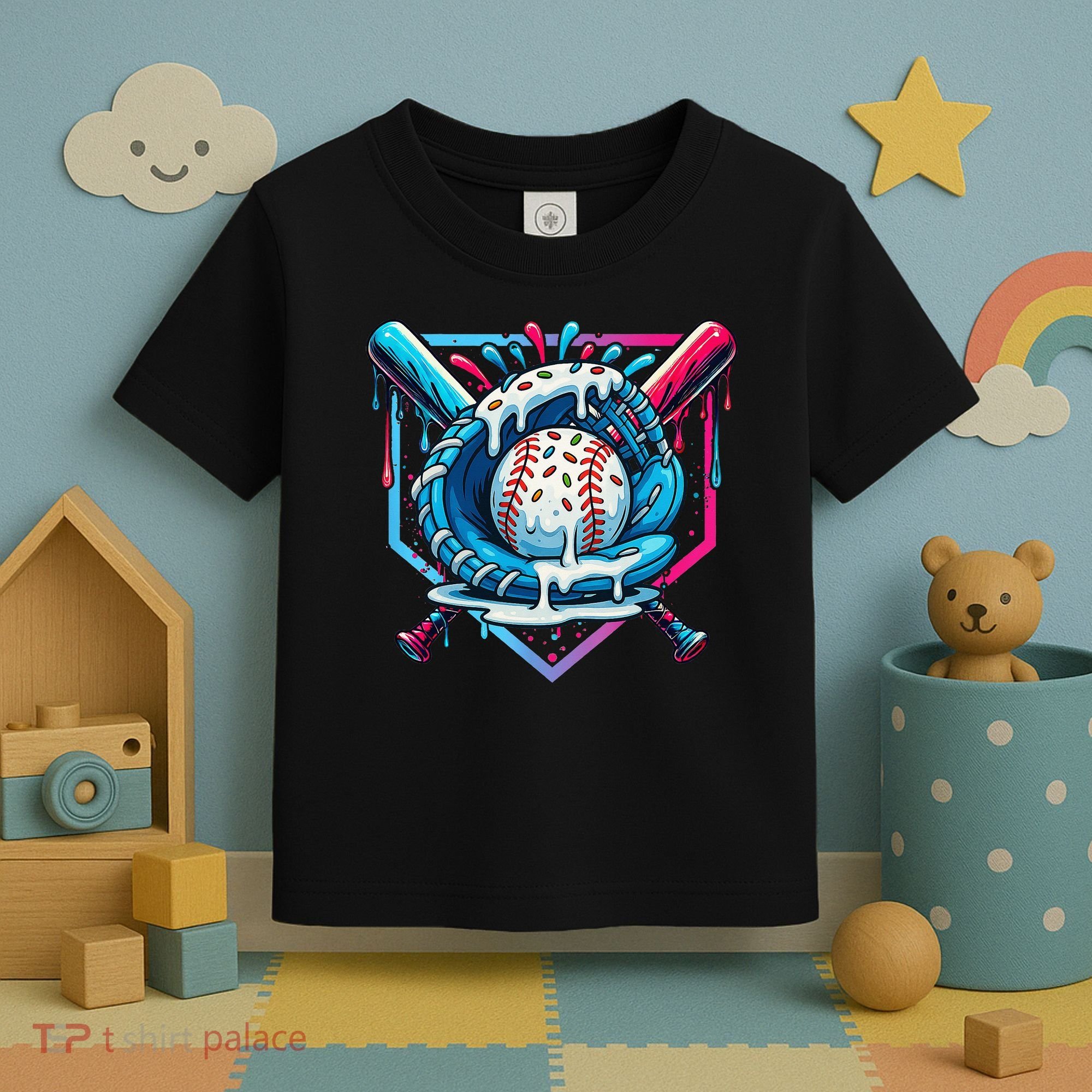 Baseball Drip For Ice Cream Drip Baseball Toddler T-Shirt
