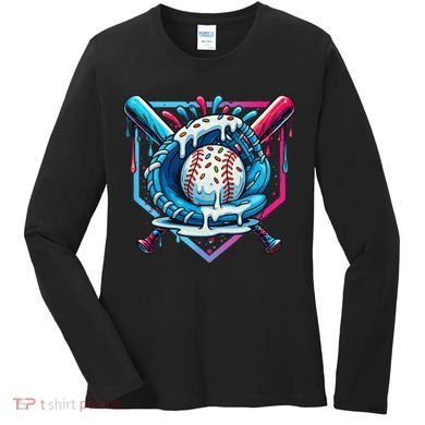 Baseball Drip For Ice Cream Drip Baseball Women's Long Sleeve Shirt
