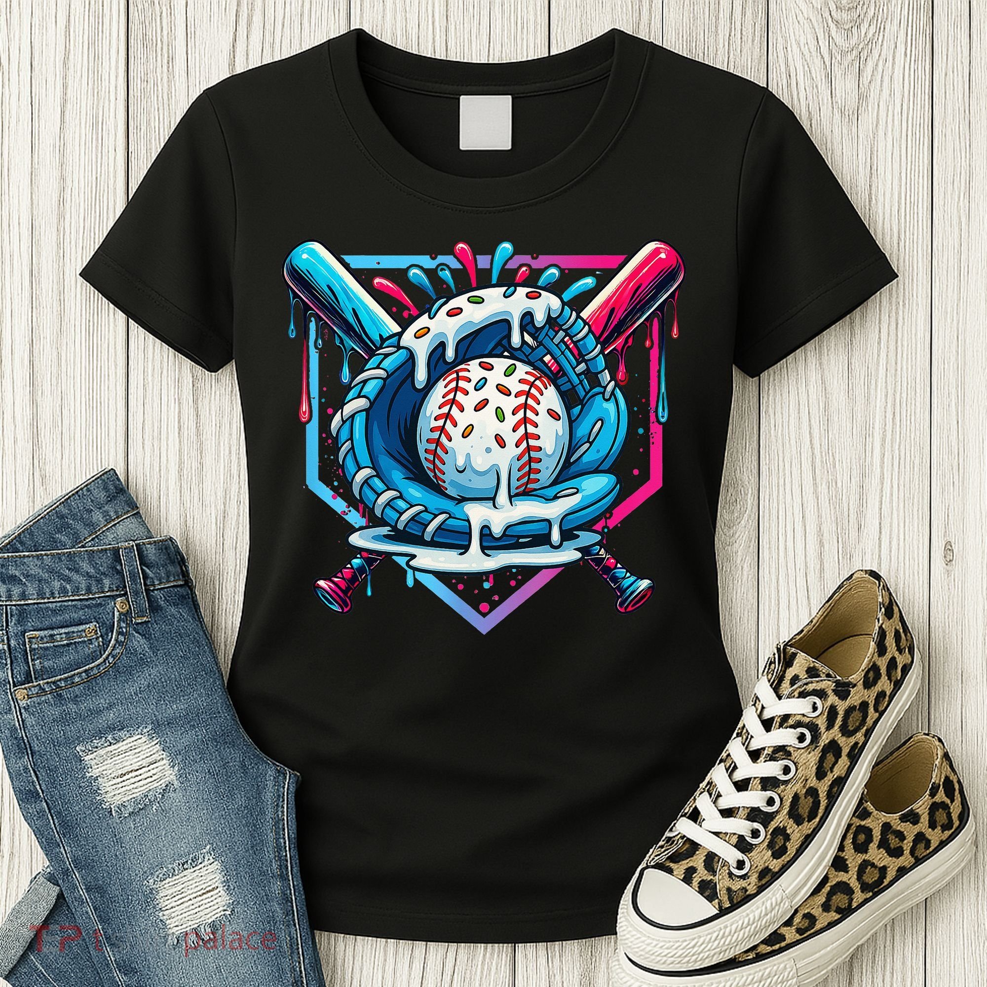 Baseball Drip For Ice Cream Drip Baseball Women's T-Shirt