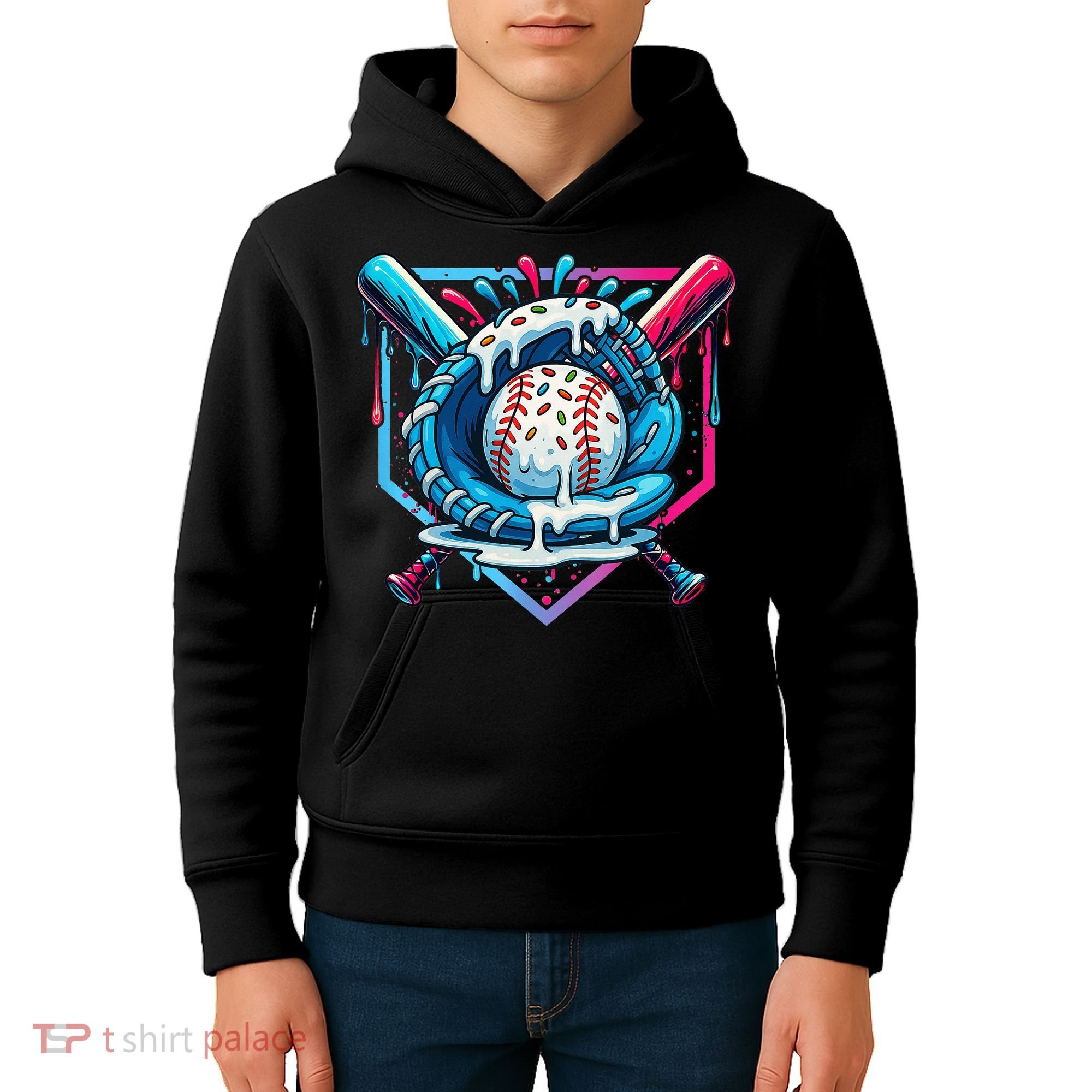 Baseball Drip For Ice Cream Drip Baseball Kids Hoodie