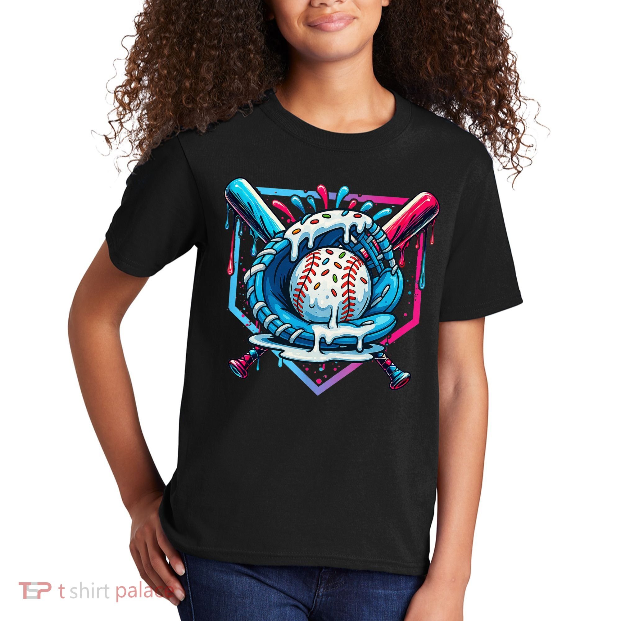 Baseball Drip For Ice Cream Drip Baseball Kids T-Shirt