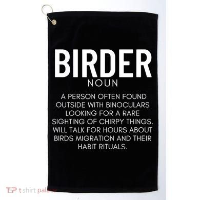Birder Definition Funny Bird Watching Golf Towel