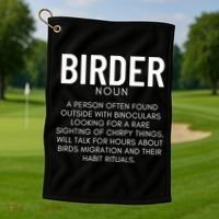 Birder Definition Funny Bird Watching Golf Towel thumb 1