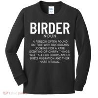 Birder Definition Funny Bird Watching Kids Long Sleeve Shirt thumb 0