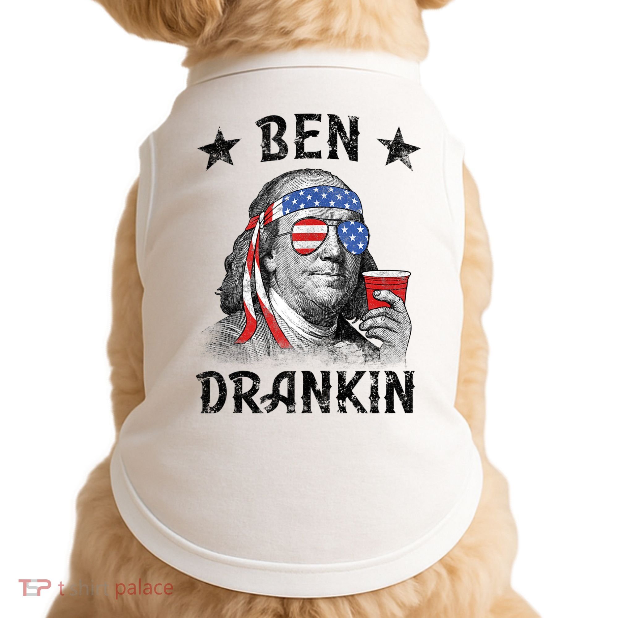 Ben Drankin Funny 4th Of July Doggie Tank