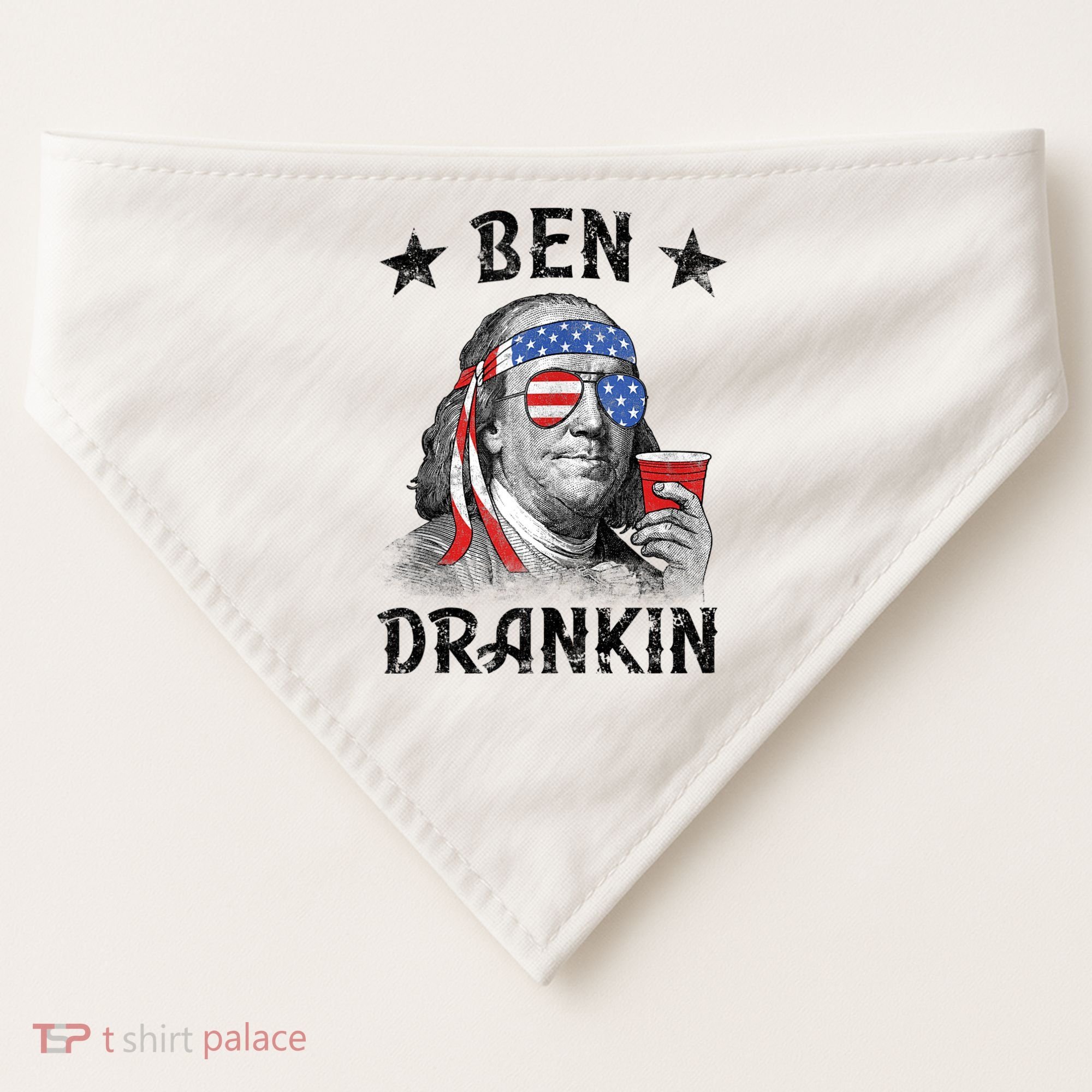 Ben Drankin Funny 4th Of July USA-Made Doggie Bandana