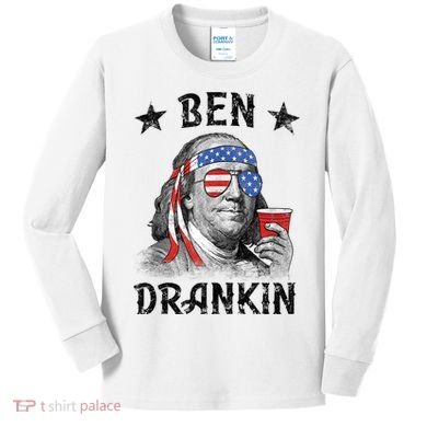 Ben Drankin Funny 4th Of July Kids Long Sleeve Shirt