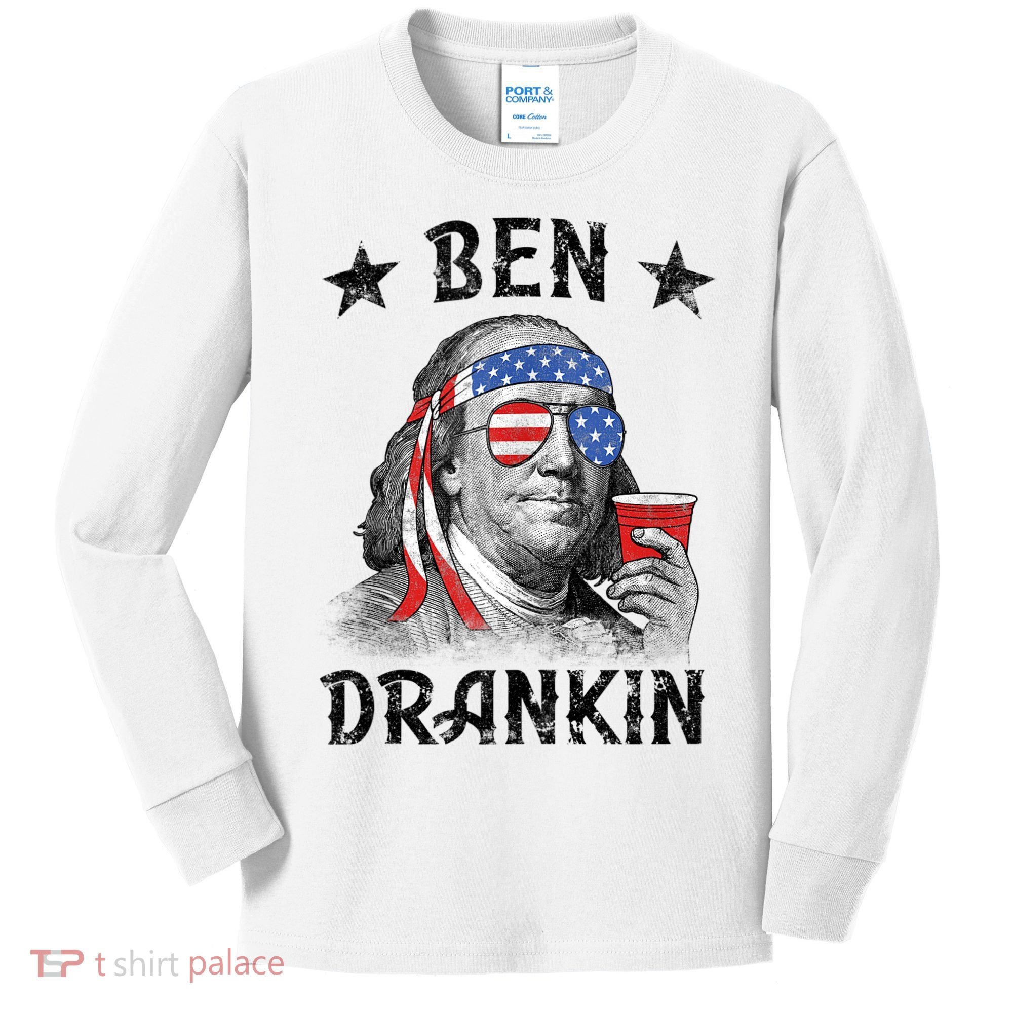 Ben Drankin Funny 4th Of July Kids Long Sleeve Shirt