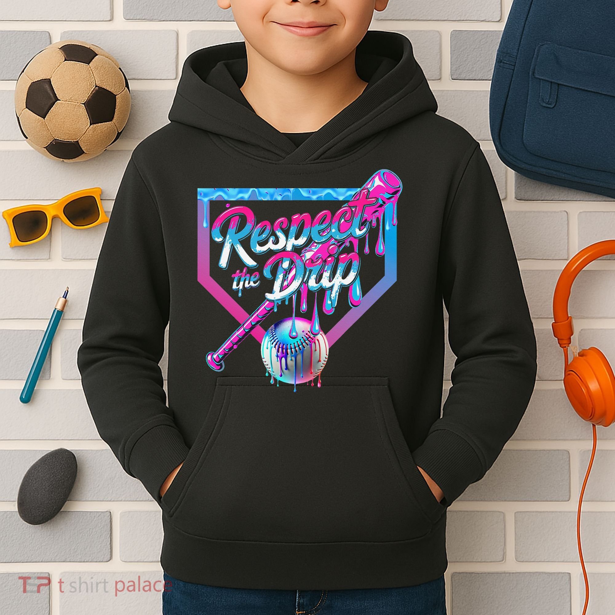 Baseball Drip For Ice Cream Drip Baseball Kids Hoodie