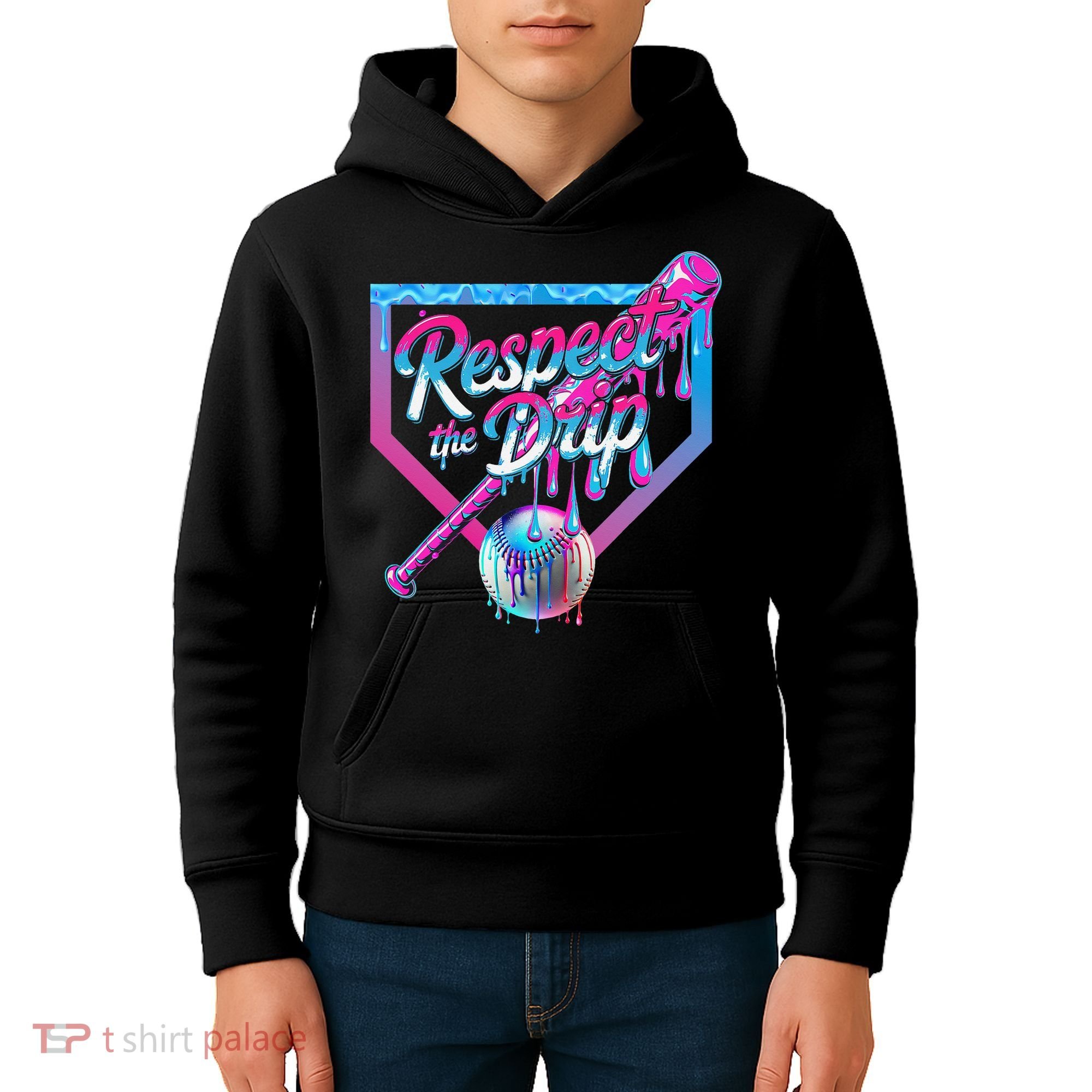 Baseball Drip For Ice Cream Drip Baseball Kids Hoodie
