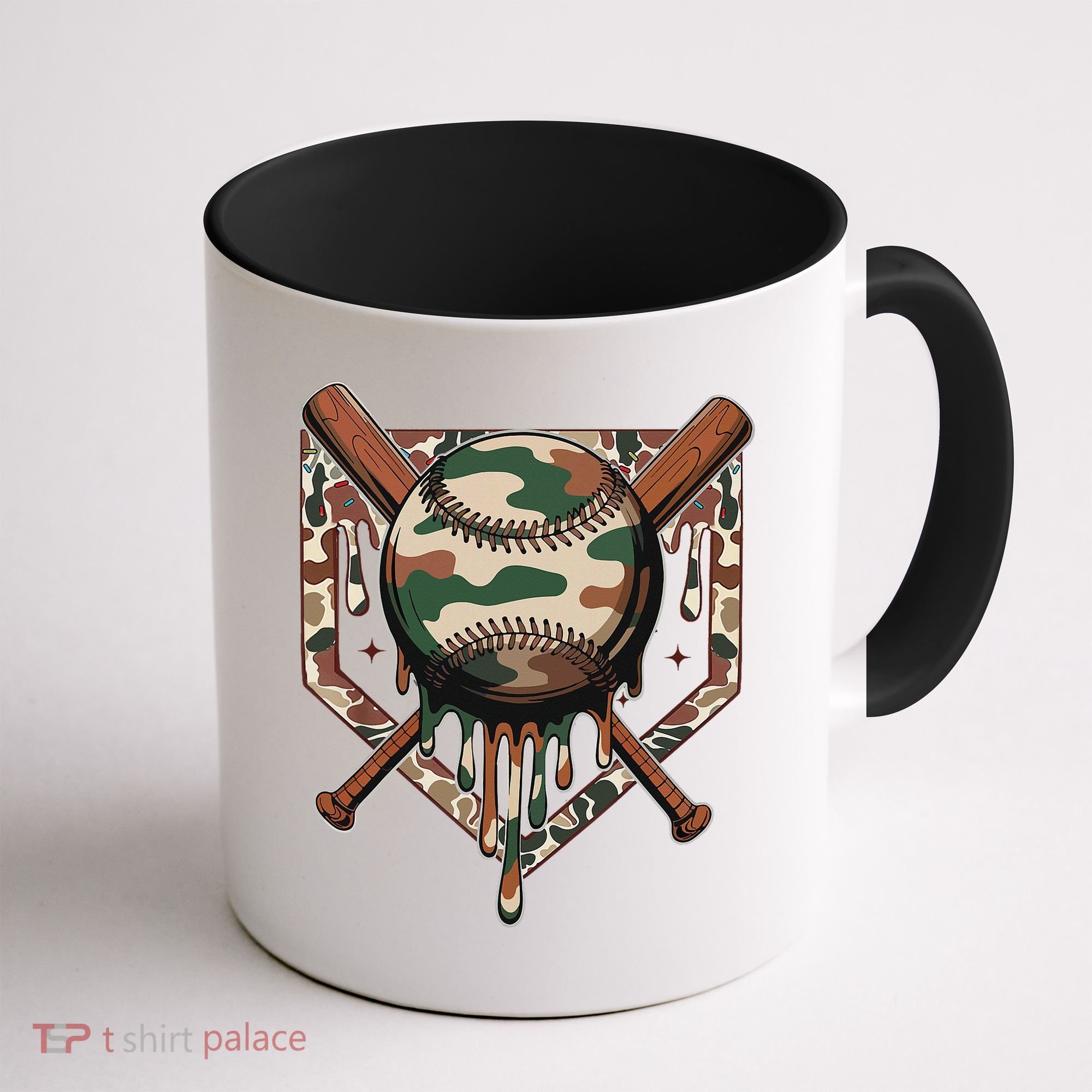 Baseball Drip For Ice Cream Dripping Baseball Camo Coffee Mug