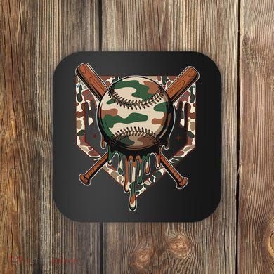 Baseball Drip For Ice Cream Dripping Baseball Camo Coaster