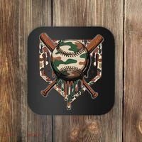 Baseball Drip For Ice Cream Dripping Baseball Camo Coaster thumb 0