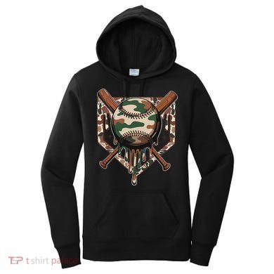 Baseball Drip For Ice Cream Dripping Baseball Camo Women's Hoodie