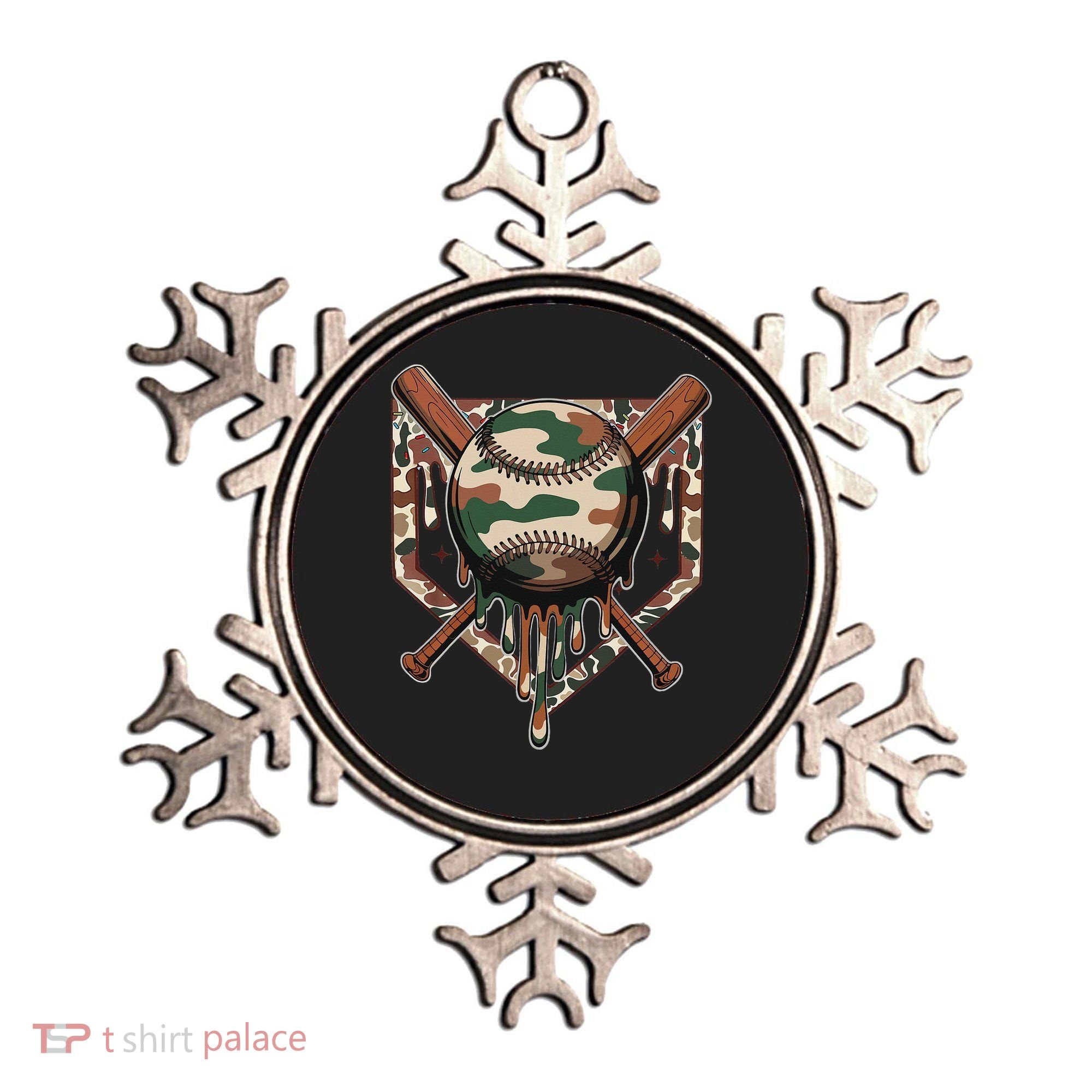 Baseball Drip For Ice Cream Dripping Baseball Camo Ornament