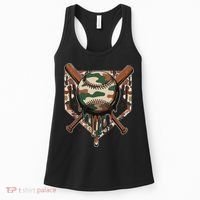 Baseball Drip For Ice Cream Dripping Baseball Camo Women's Tank Top thumb 0