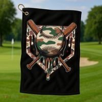 Baseball Drip For Ice Cream Dripping Baseball Camo Golf Towel thumb 1