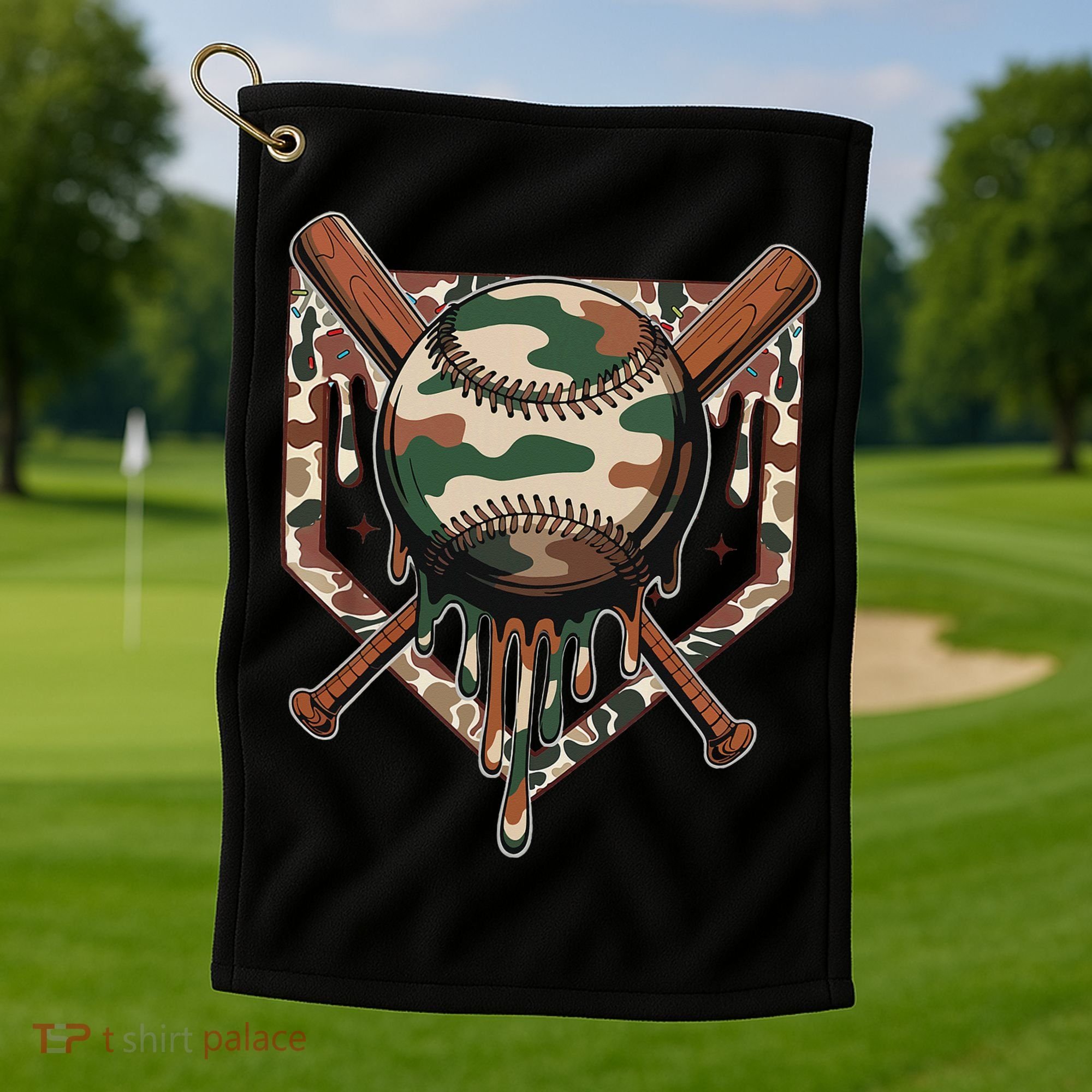 Baseball Drip For Ice Cream Dripping Baseball Camo Golf Towel