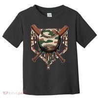 Baseball Drip For Ice Cream Dripping Baseball Camo Toddler T-Shirt thumb 0