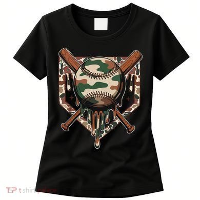 Baseball Drip For Ice Cream Dripping Baseball Camo Women's T-Shirt