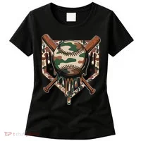 Baseball Drip For Ice Cream Dripping Baseball Camo Women's T-Shirt thumb 0