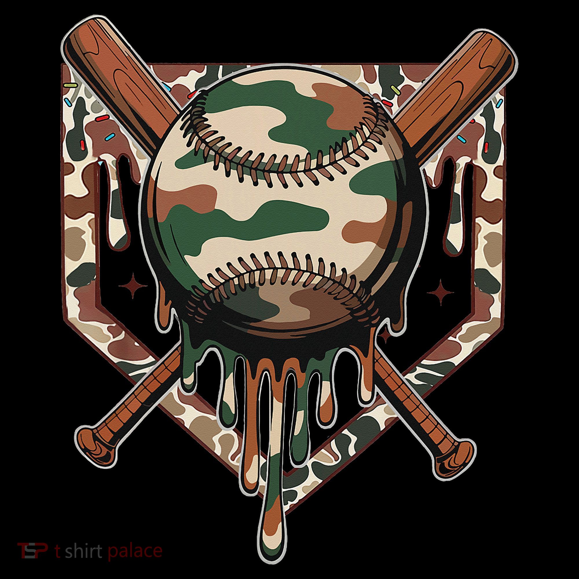 Baseball Drip For Ice Cream Dripping Baseball Camo Women's T-Shirt