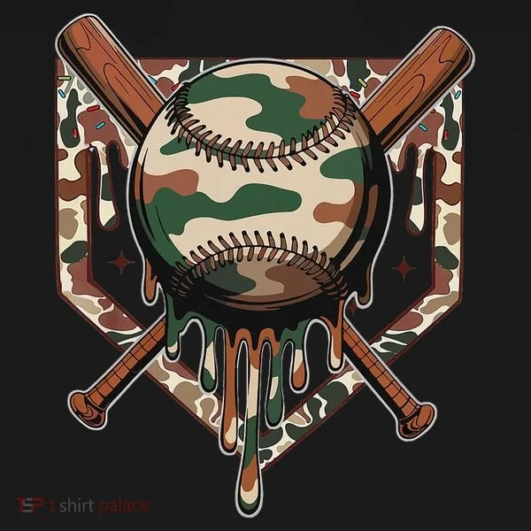 Baseball Drip For Ice Cream Dripping Baseball Camo Women's T-Shirt