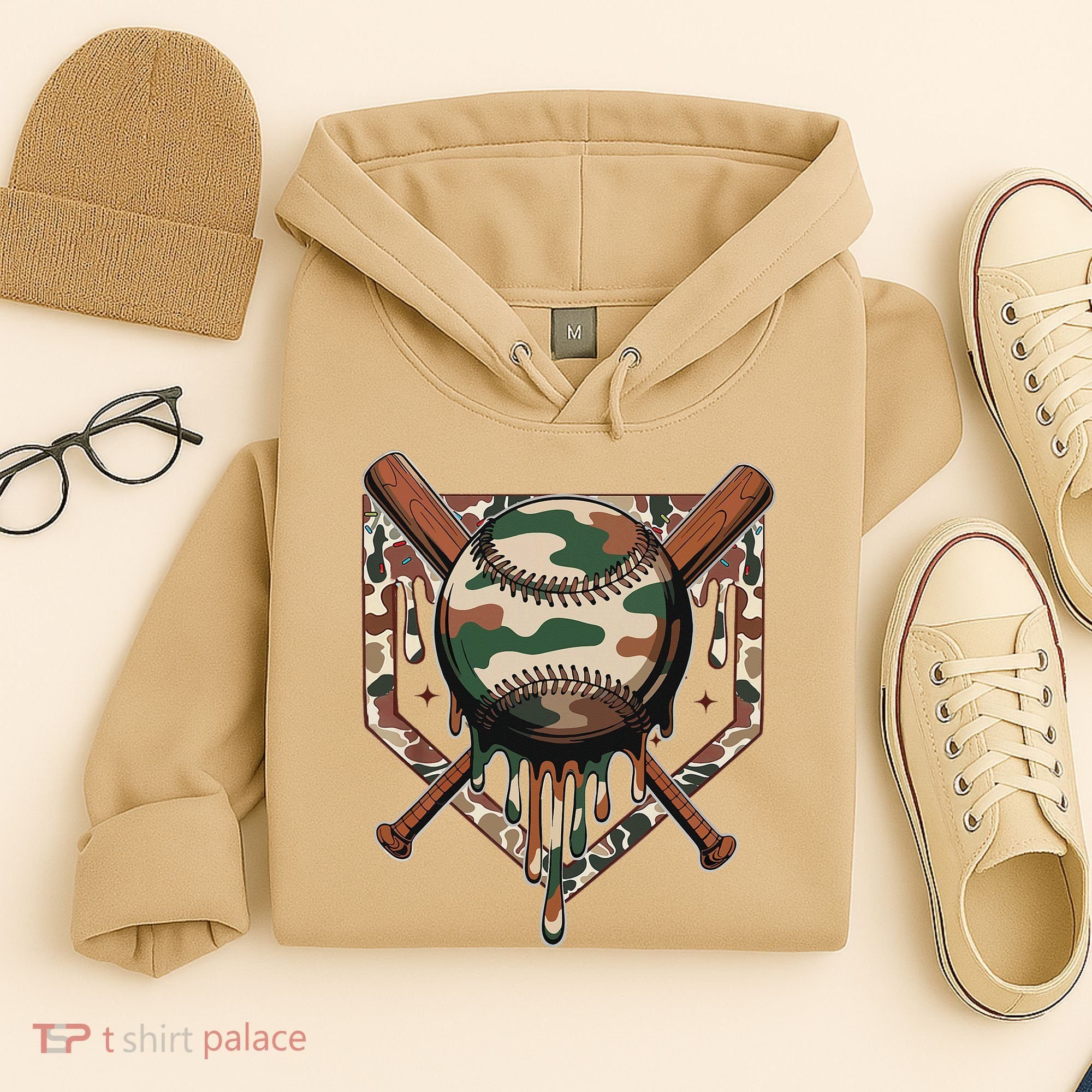 Baseball Drip For Ice Cream Dripping Baseball Camo Hoodie
