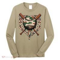 Baseball Drip For Ice Cream Dripping Baseball Camo Long Sleeve Shirt thumb 0