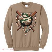 Baseball Drip For Ice Cream Dripping Baseball Camo Sweatshirt thumb 0