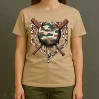Baseball Drip For Ice Cream Dripping Baseball Camo T-Shirt thumb 4