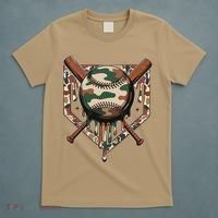 Baseball Drip For Ice Cream Dripping Baseball Camo T-Shirt thumb 5