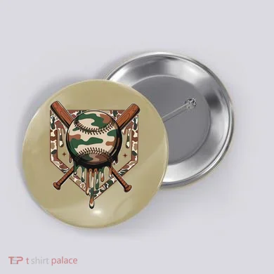 Baseball Drip For Ice Cream Dripping Baseball Camo Button