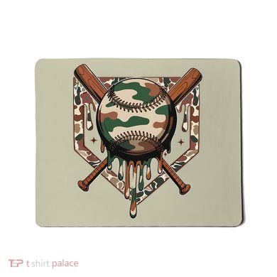Baseball Drip For Ice Cream Dripping Baseball Camo Mousepad