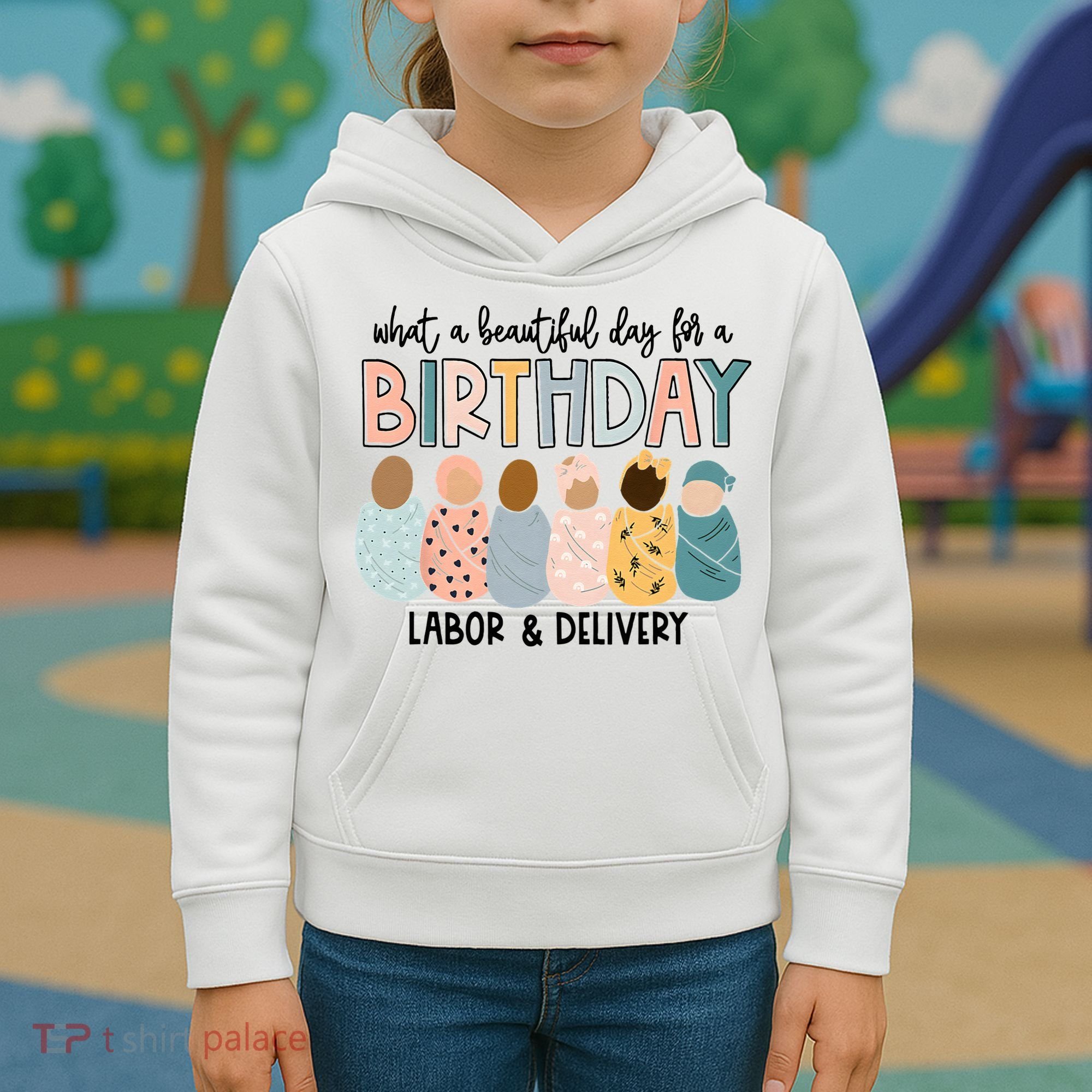 Beautiful Day For A Birthday Labor And Delivery Nurse Kids Hoodie