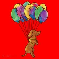 Balloon Dog Flying Santa Hat thumb 1