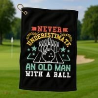 Bowling Dad Funny Never Underestimate An Old Graphic Gift Golf Towel thumb 1