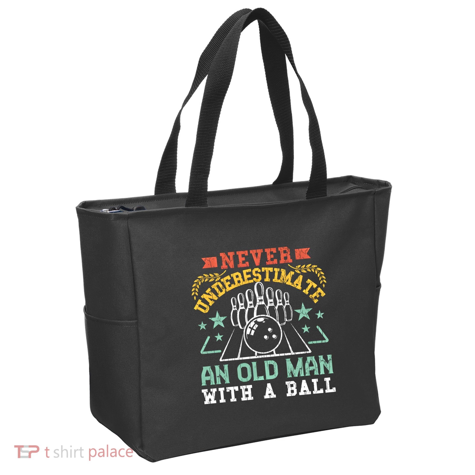 Bowling Dad Funny Never Underestimate An Old Graphic Gift Tote Bag