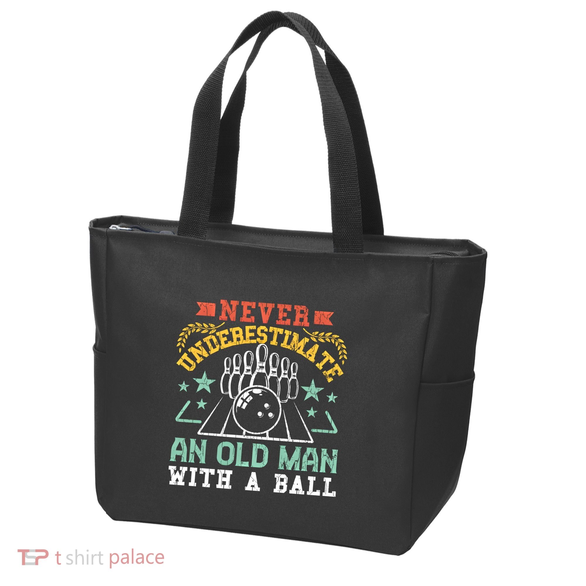 Bowling Dad Funny Never Underestimate An Old Graphic Gift Tote Bag