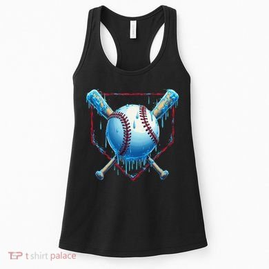 Baseball Drip For Home Plate Ice Cream Drip Funny Women's Tank Top