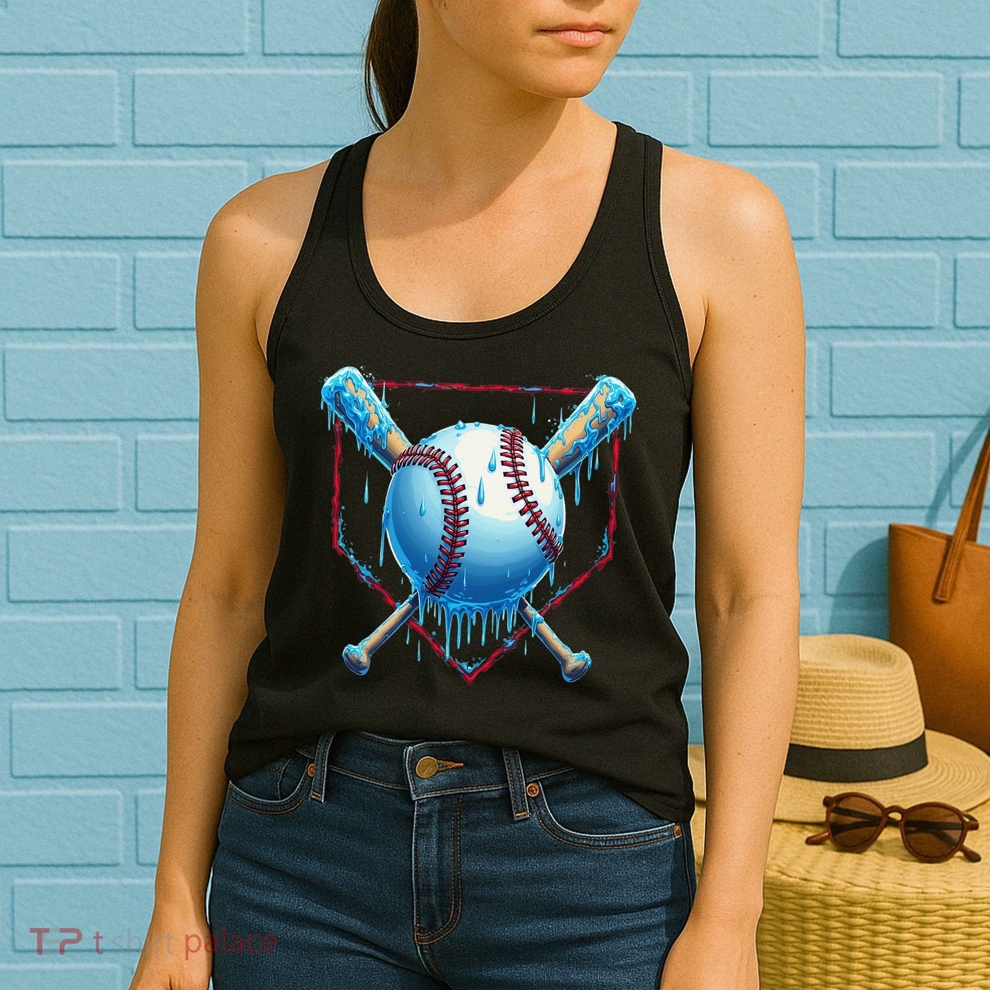 Baseball Drip For Home Plate Ice Cream Drip Funny Women's Tank Top