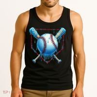 Baseball Drip For Home Plate Ice Cream Drip Funny Tank Top thumb 3