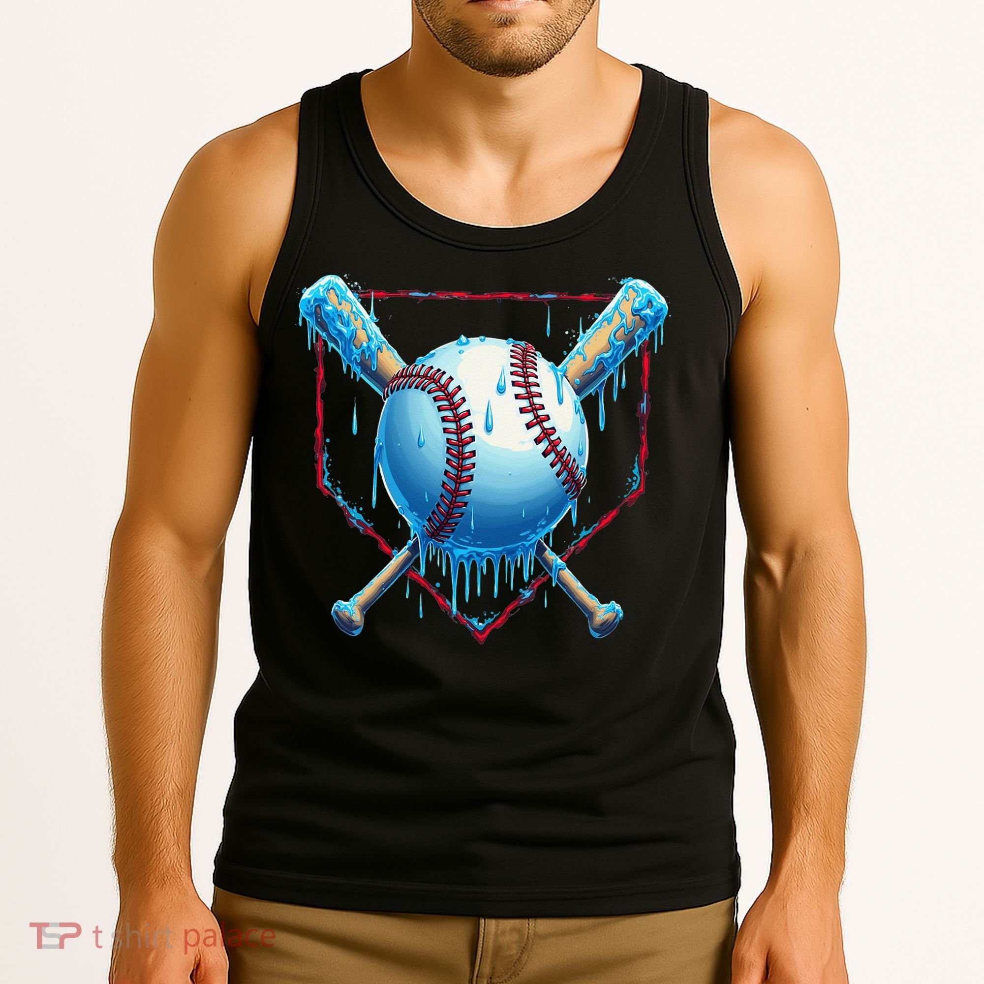 Baseball Drip For Home Plate Ice Cream Drip Funny Tank Top