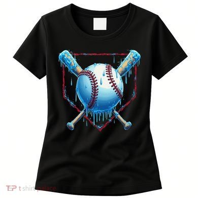 Baseball Drip For Home Plate Ice Cream Drip Funny Women's T-Shirt