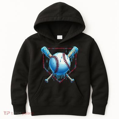 Baseball Drip For Home Plate Ice Cream Drip Funny Kids Hoodie