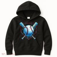Baseball Drip For Home Plate Ice Cream Drip Funny Kids Hoodie thumb 0