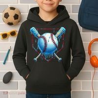 Baseball Drip For Home Plate Ice Cream Drip Funny Kids Hoodie thumb 2