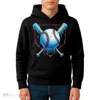 Baseball Drip For Home Plate Ice Cream Drip Funny Kids Hoodie thumb 4